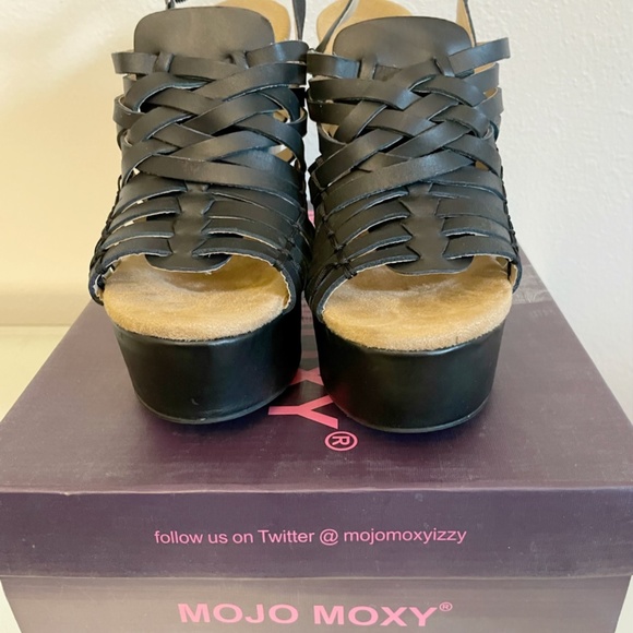 Mojo Moxy Apolo Leather Platform Wedge Heels/Sandals - Picture 2 of 9